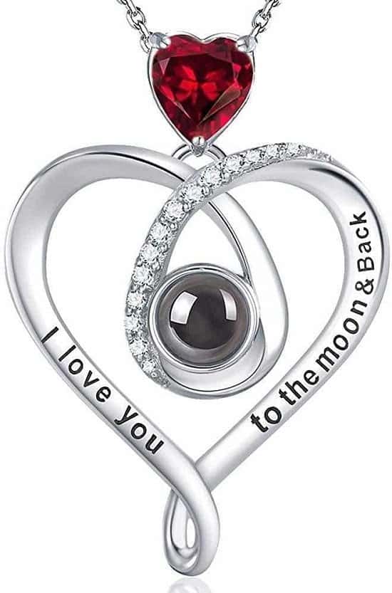 I Love You Necklace 100 Languages January Birthstone LC Garnet