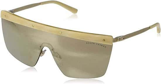 Ralph Lauren Women's 0RL7056 91696G 40 Sunglasses, Matte Light Gold/Supermirrorgold
