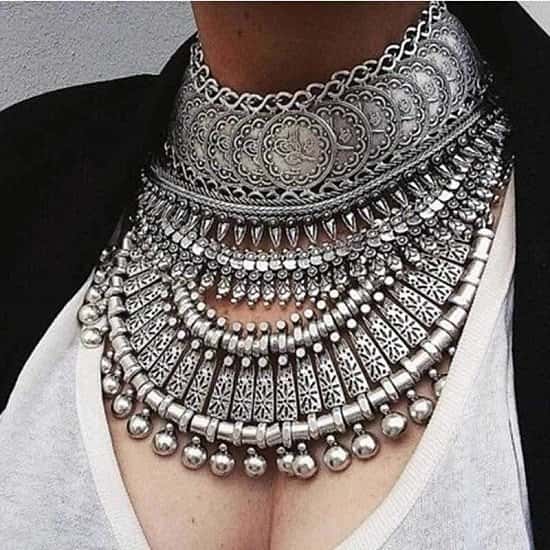 Collar Coin Necklace & Pendant Vintage Crystal Maxi Choker Statement