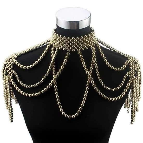 Chunky Bead Pendant Choker Long Statement Necklace for Women Fashion