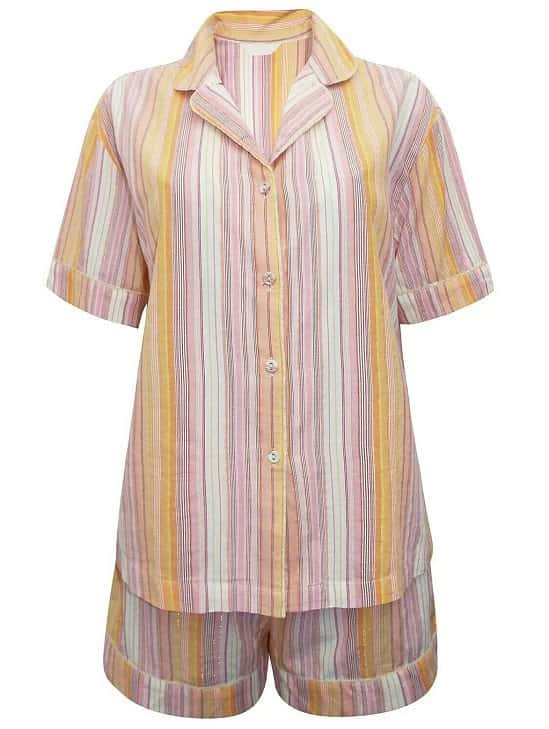 Famous Brand Short Sleeve Striped Pyjama Set