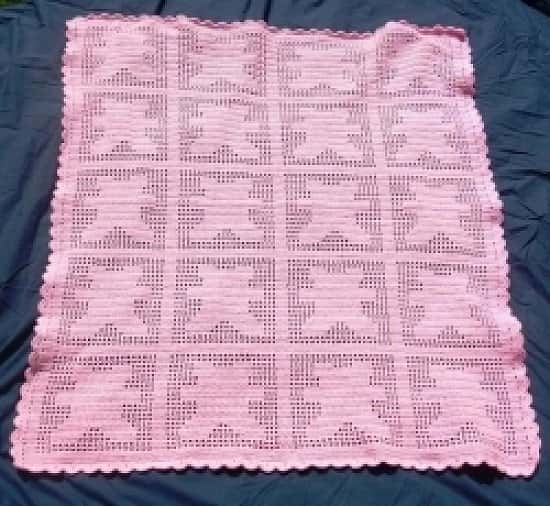Teddy Bear Filet Crochet Blanket Pattern