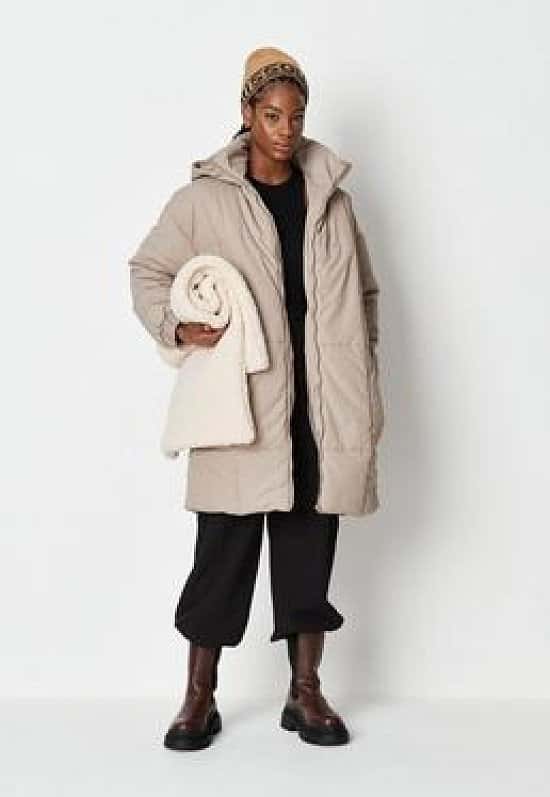 Taupe padded coat Outlet