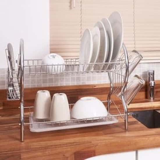 2 Tier Contempo Dish Drainer Rack with Drip Tray - Chrome