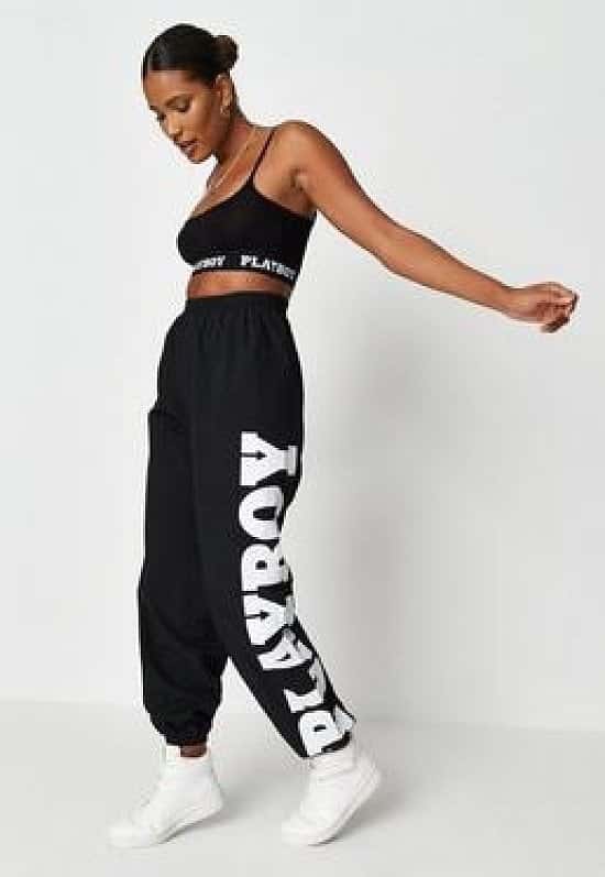 playboy x missguided black active joggers