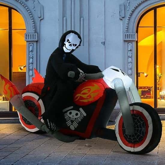 1.8m Inflatable Grim Reaper Motorcycle Halloween Decoration Lighted