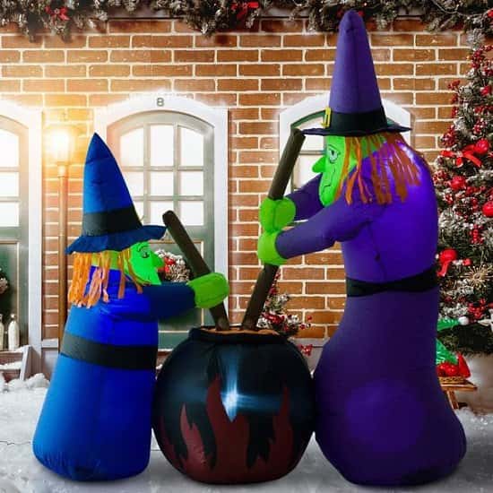 1.8m Tall Inflatable Halloween Decoration Witches Light Airblown Outdoor