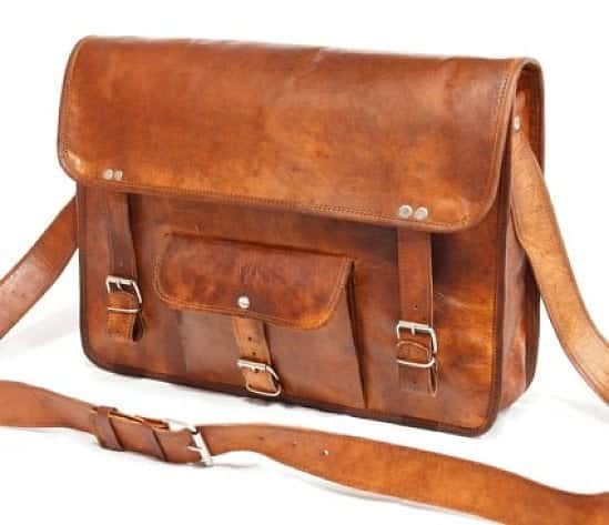 Vintage Leather Laptop Bag and Briefcase 11" x 15" x 4"