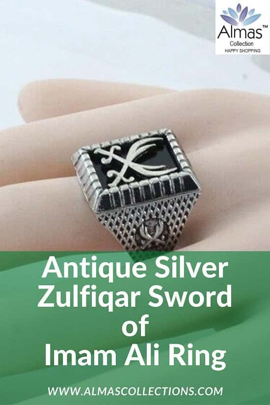 Antique Silver Zulfiqar Sword of Imam Ali Ring