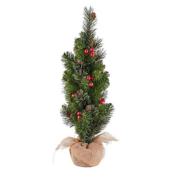 2ft Pre-Decorated Berry Tabletop Christmas Tree - £12.00!