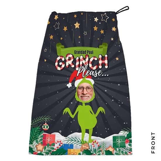GRINCH - ADD YOUR FACE - PERSONALISED PHOTO CHRISTMAS TREAT BAG