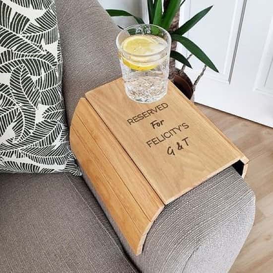 £19.99 - Free UK Delivery -  Free Text Personalised Wooden Sofa Tray