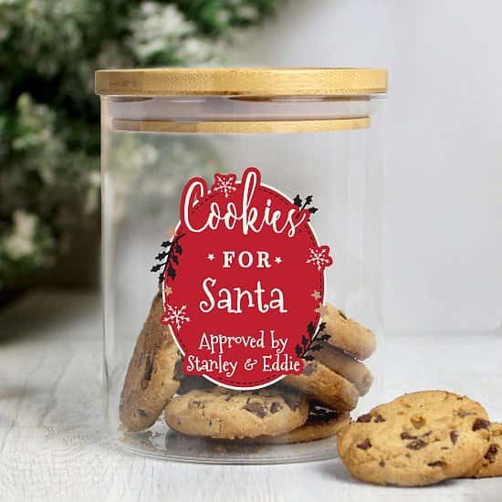 Personalised Christmas Glass Jar with Bamboo Lid - £16.99