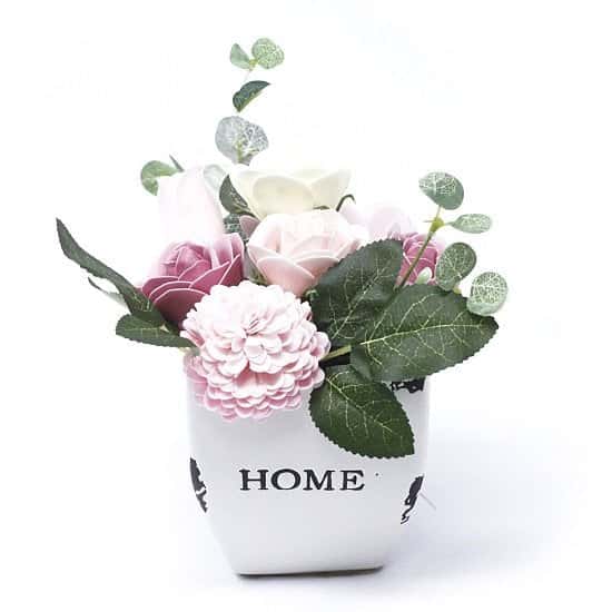 £14.99 - Free UK Delivery - Peaceful Pink Soap Bouquet Petite Flower Pot