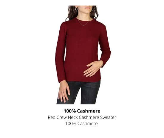 100% CASHMERE C-NECK-W RED