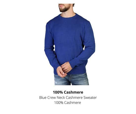 100% CASHMERE C-NECK-M BLUE