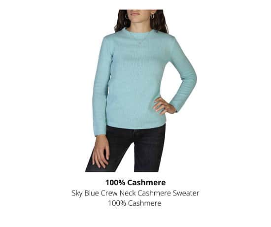 100% CASHMERE C-NECK-W SKY BLUE