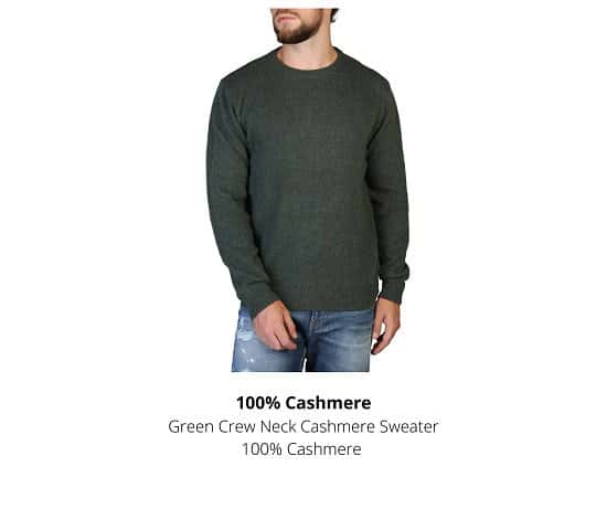 100% CASHMERE C-NECK-M GREEN