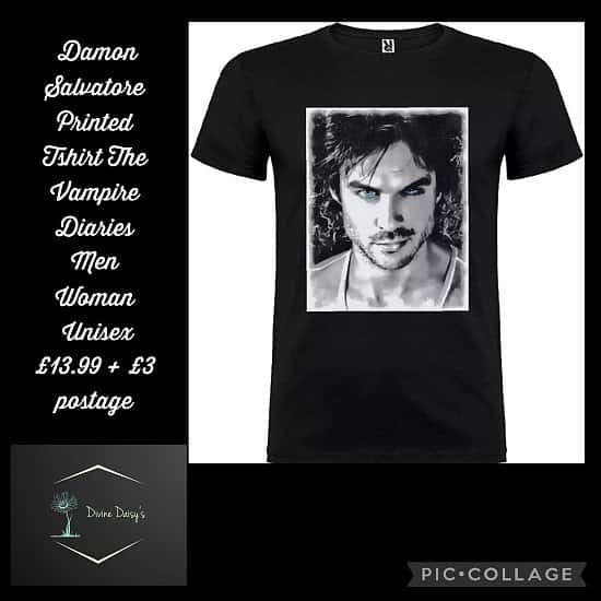 Damon Salvatore Printed Tshirt The Vampire Diaries Men Woman Unisex  £13.99 + £3 postage.