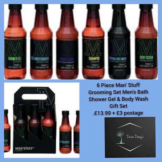 6 Piece Man' Stuff Grooming Set Men's Bath Shower Gel & Body Wash Gift Set 💥£13.99 + 🚛£3 postage