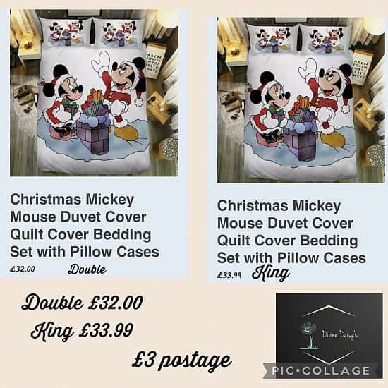 Christmas Mickey Mouse Duvet Cover Quilt Cover Bedding Set with Pillow Cases Single