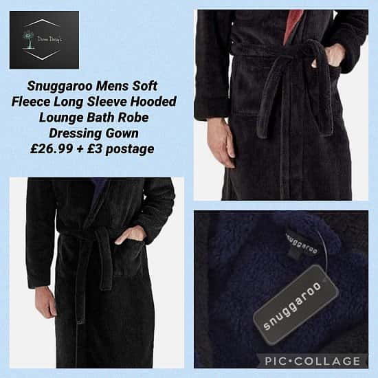 Snuggaroo Mens Soft Fleece Long Sleeve Hooded Lounge Bath Robe Dressing Gown 💥£26.99 + £3 postage