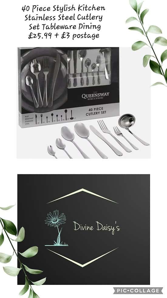 40 Piece Stylish Kitchen Stainless Steel Cutlery Set Tableware Dining 💥 £25.99 + £3 postage 🚛