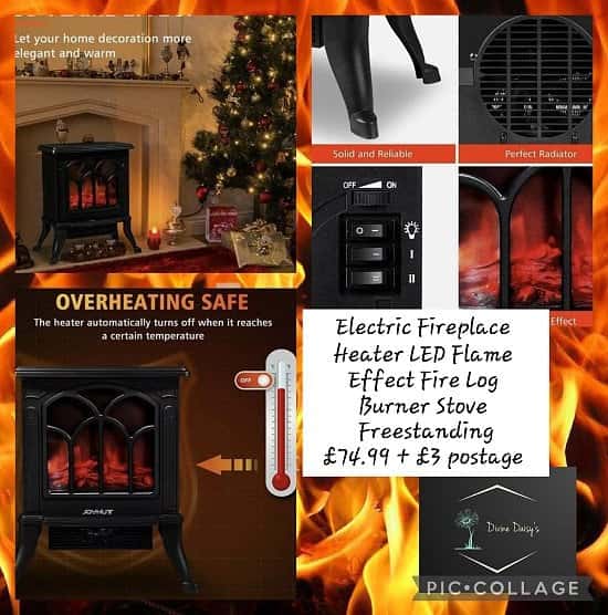 🔥Electric Fireplace Heater LED Flame Effect Fire Log Burner Stove Freestanding £74.99 + £3 postage