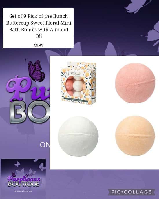 Set of 9 Pick of the Bunch Buttercup Sweet Floral Mini Bath Bombs with Almond Oil 💥£9.49