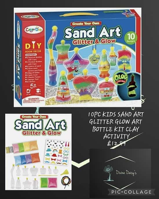 10PC KIDS SAND ART GLITTER GLOW ART BOTTLE KIT CLAY ACTIVITY 💥£12.99 + £3 postage 🚛