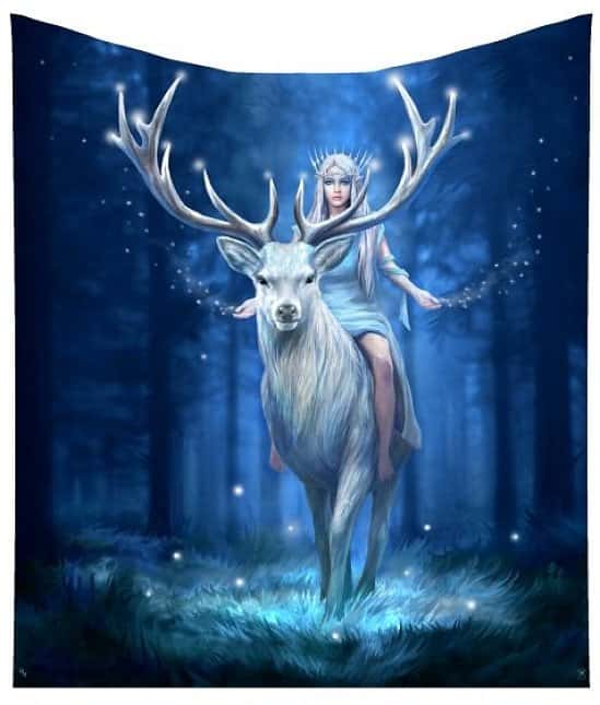 Fantasy Forest Throw (AS) 160cm Anne Stokes Fantasy Forest Elven Queen Stag Throw Blanket