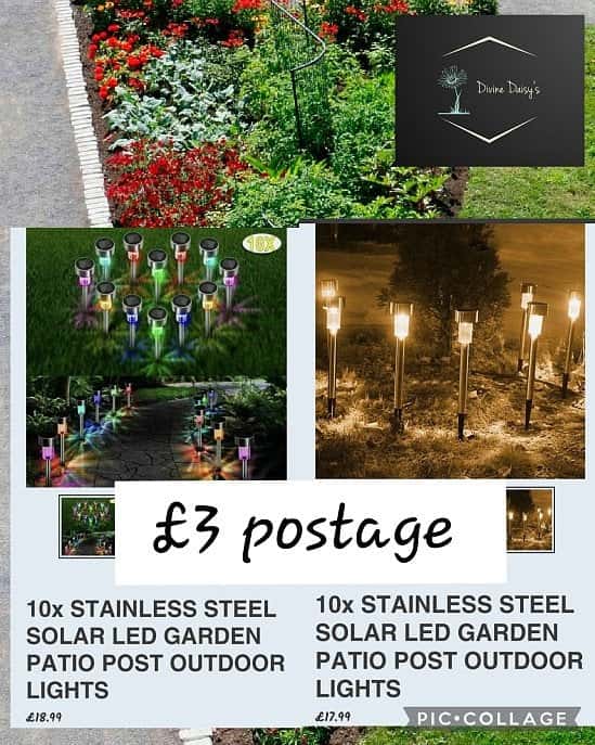 10x STAINLESS STEEL SOLAR LED GARDEN PATIO POST OUTDOOR LIGHTS