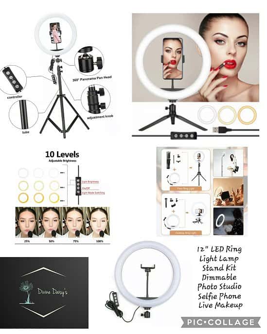 12" LED Ring Light Lamp Stand Kit Dimmable Photo Studio Selfie Phone Live Makeup