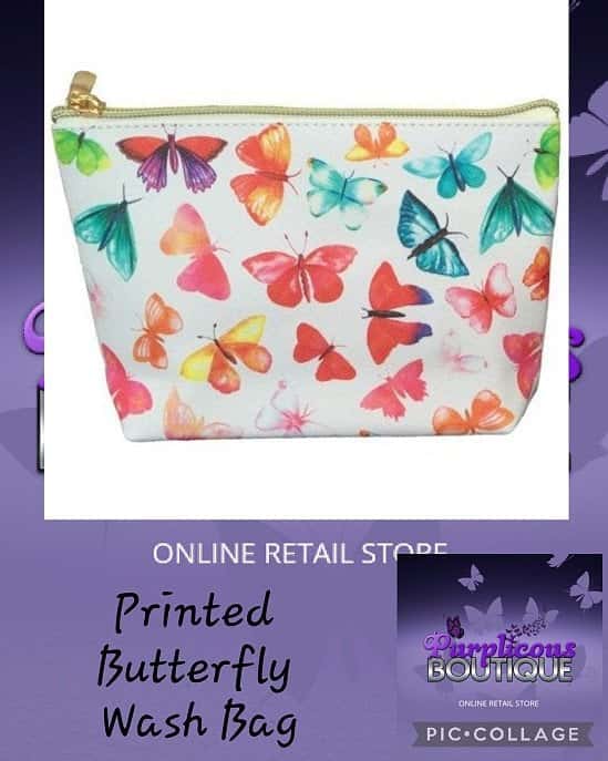 Printed Butterfly Wash Bag