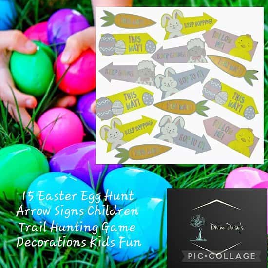 15 Easter Egg Hunt Arrow Signs Children Trail Hunting Game Decorations Kids Fun