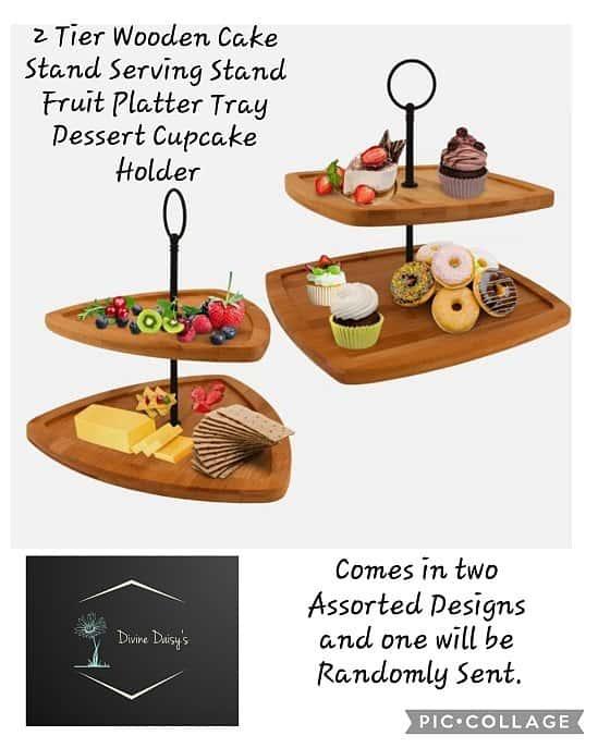 2 Tier Wooden Cake Stand Serving Stand Fruit Platter Tray Dessert Cupcake Holder