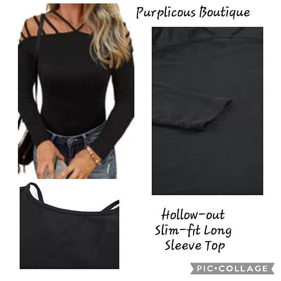 Hollow-out Slim-fit Long Sleeve Top