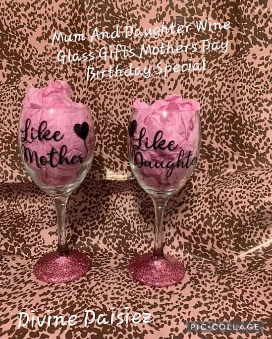 Mum And Daughter Wine Glass Gifts Mothers Day Birthday Special
