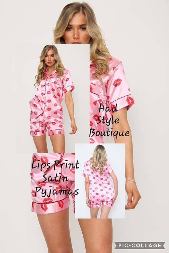 Lips Print Satin Pyjamas