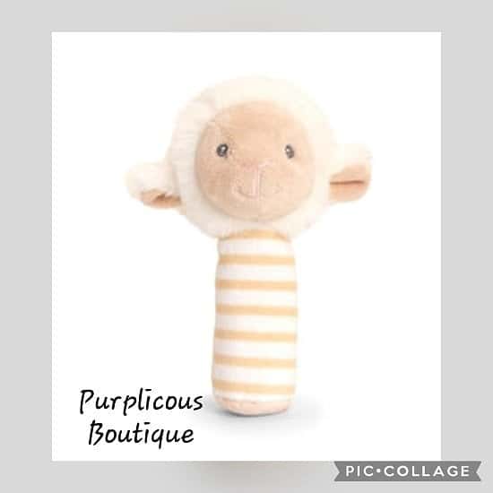 Lamb Cuddle Stick Rattle 14cm - Made From 100% Recycled Plastic