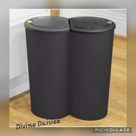 Circular Double Recycling Waste Bin Duo Rubbish Plastic Disposal 2 x 25 Litre