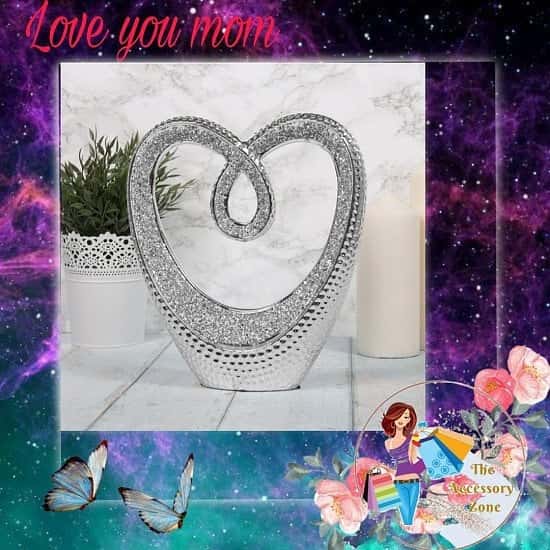 Silver Sparkle Heart Sculpture 29cm