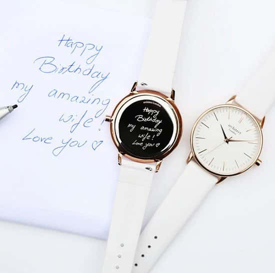 WAS £68.99 NOW £59.99  Free UK Delivery - Ladies White Architēct Blanc Watch Handwritten Engraving