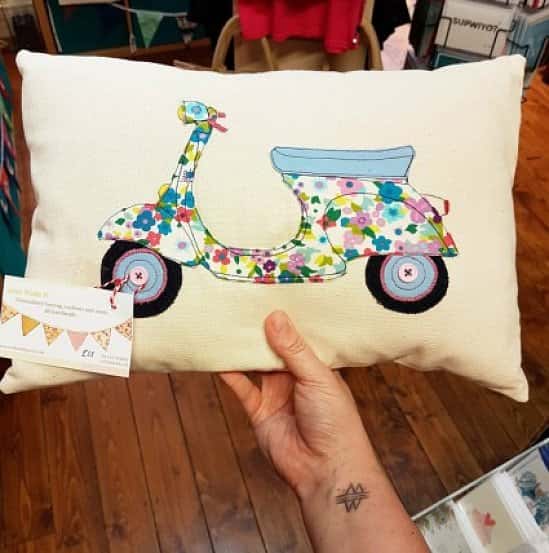 Any scooter fans aht there? We have one of these cushions in, handmade by our Jane.
