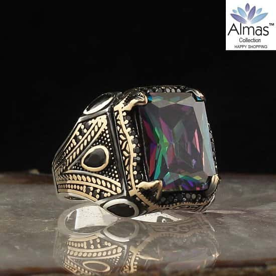 Alexandrite Stone 925 Sterling Silver Ring for Men