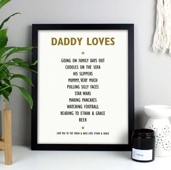 Personalised List Of Love Black Framed Print
