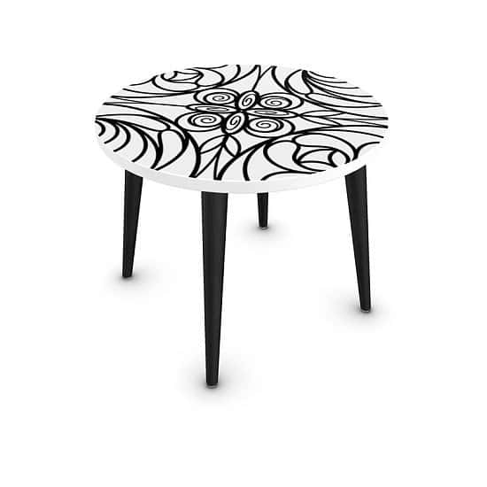 New Arrival - Designer Black Pattern | Round Coffee Table
