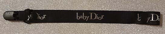 Black and Silver Baby Dior Dummyclip Pacifier Strap