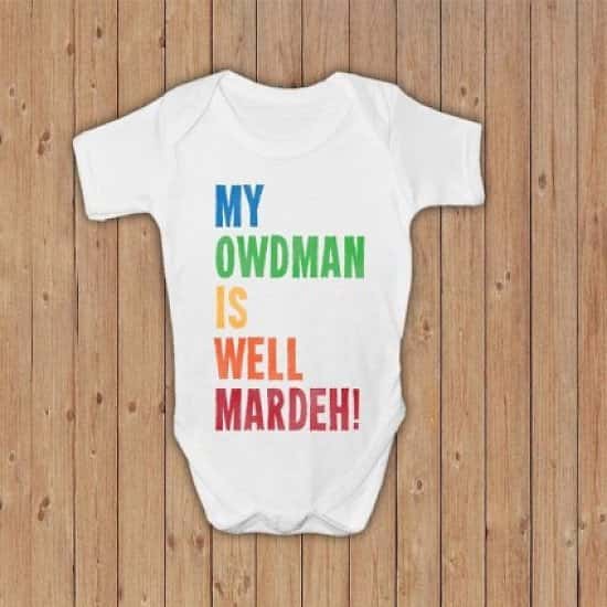 3-9 months babygrow. slight fading on the word 'mardeh' £5 + postage