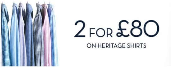 2 for £80 on classic mens shirts at Crew Clothing